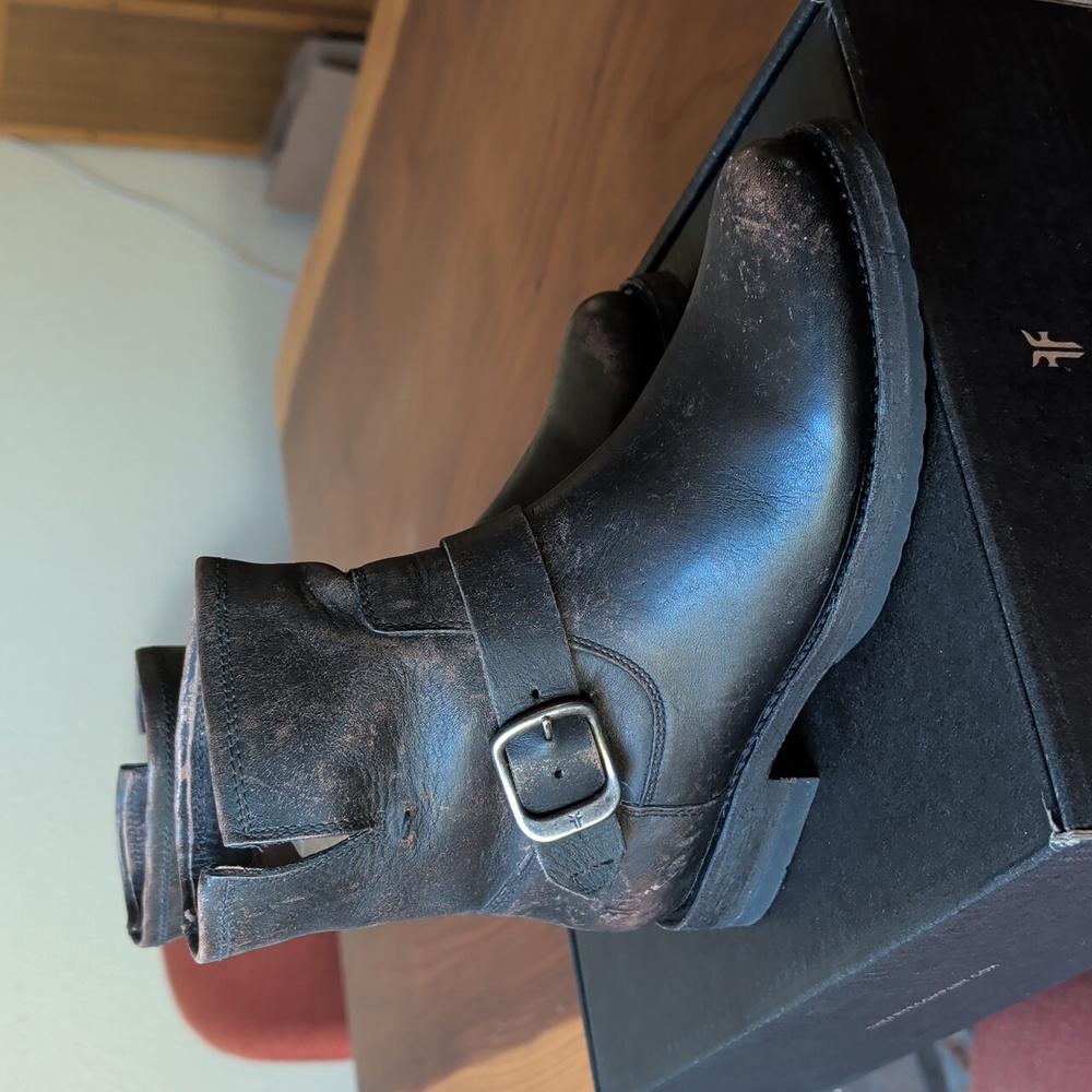 Frye black leather booties